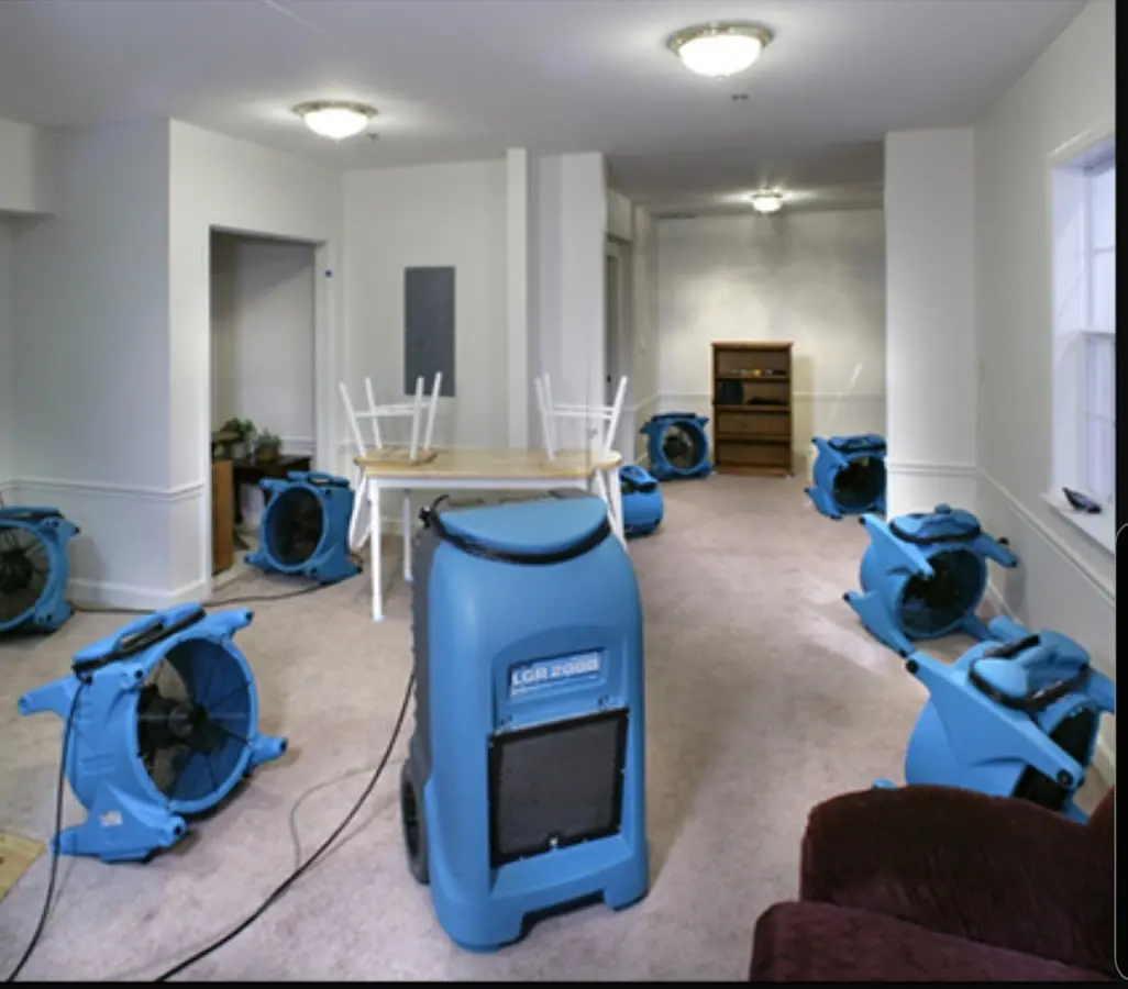 Air movers and dehumidifier setup for Water Extraction & Removal in St. Rose