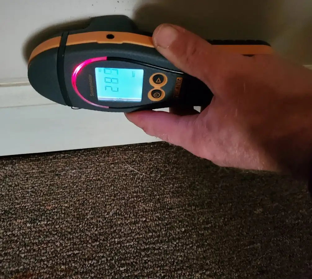 Moisture detection at baseboard during Sewage Cleanup & Sanitation in St. Rose